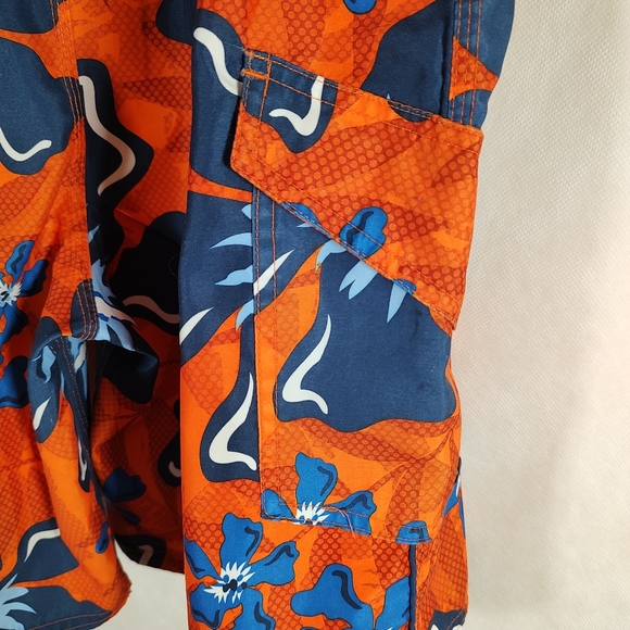 No Boundaries Men's Tropical Board Shorts Swim Trunks Size M 32/34 Orange Blue - Picture 5 of 7